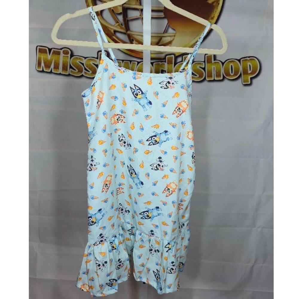 Kids Bluey Ruffle Hem Dress Size 10-12 Polyester Made in India